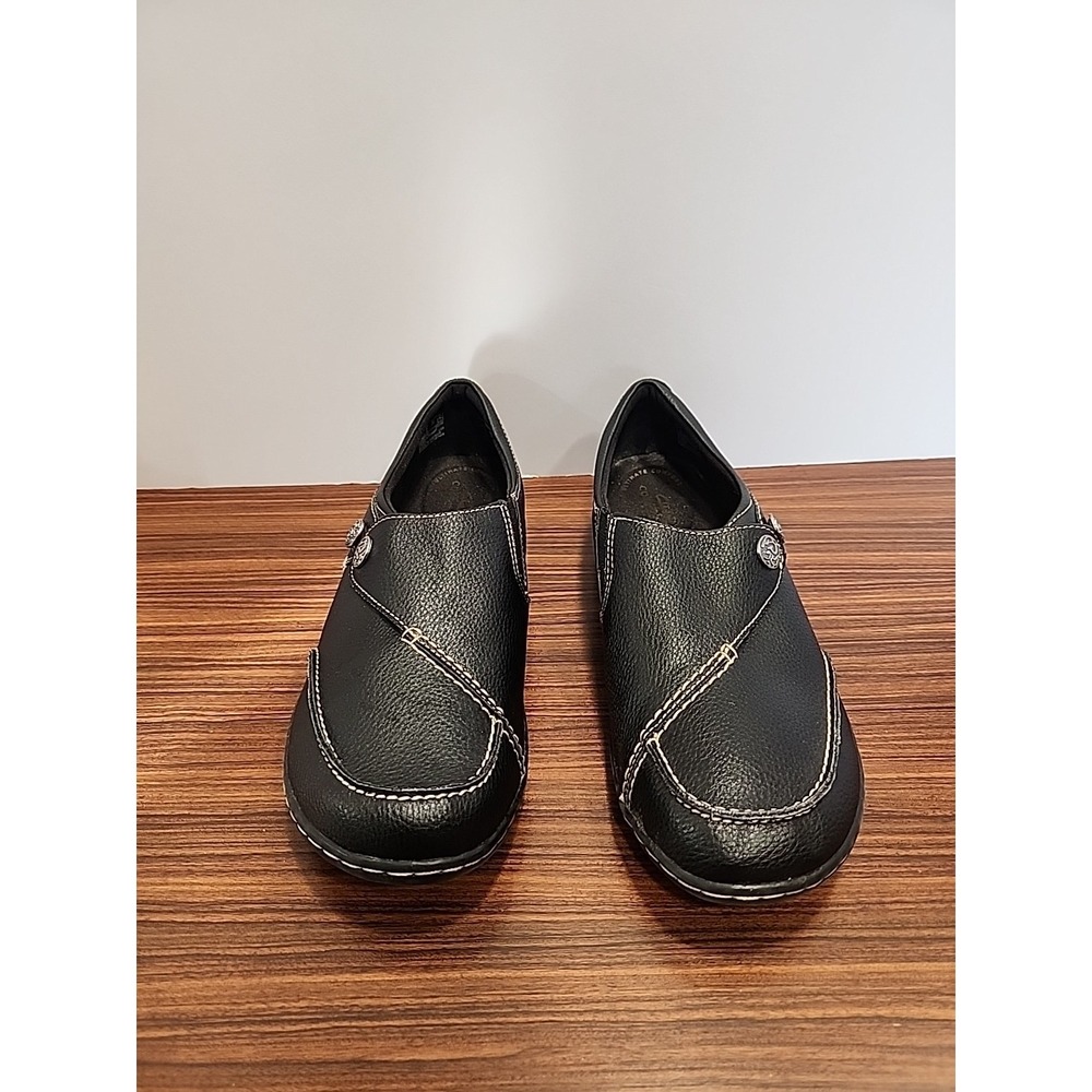 Clarks‎ Ashland Lane Q slip on loafers flats black leather womens 8W